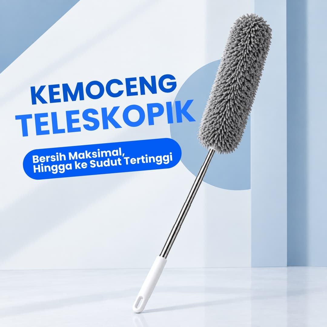 Kemoceng teleskopik mikrofiber gagang stainless